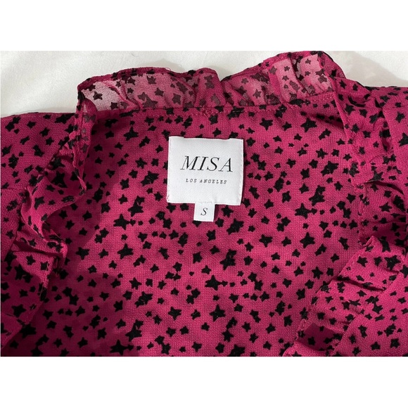 Misa Los Angeles Daphne Star Blouse Size S Boho Ruffle Chiffon Peasant Top - Picture 8 of 8